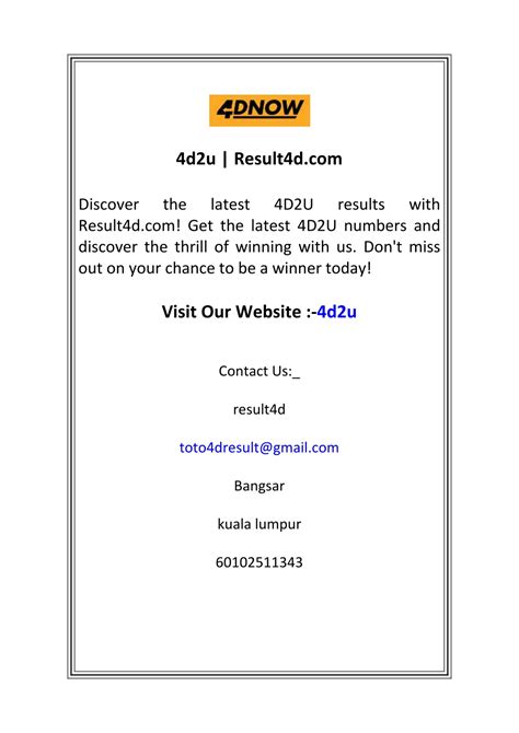 www.4d2u.com|4d2u result.